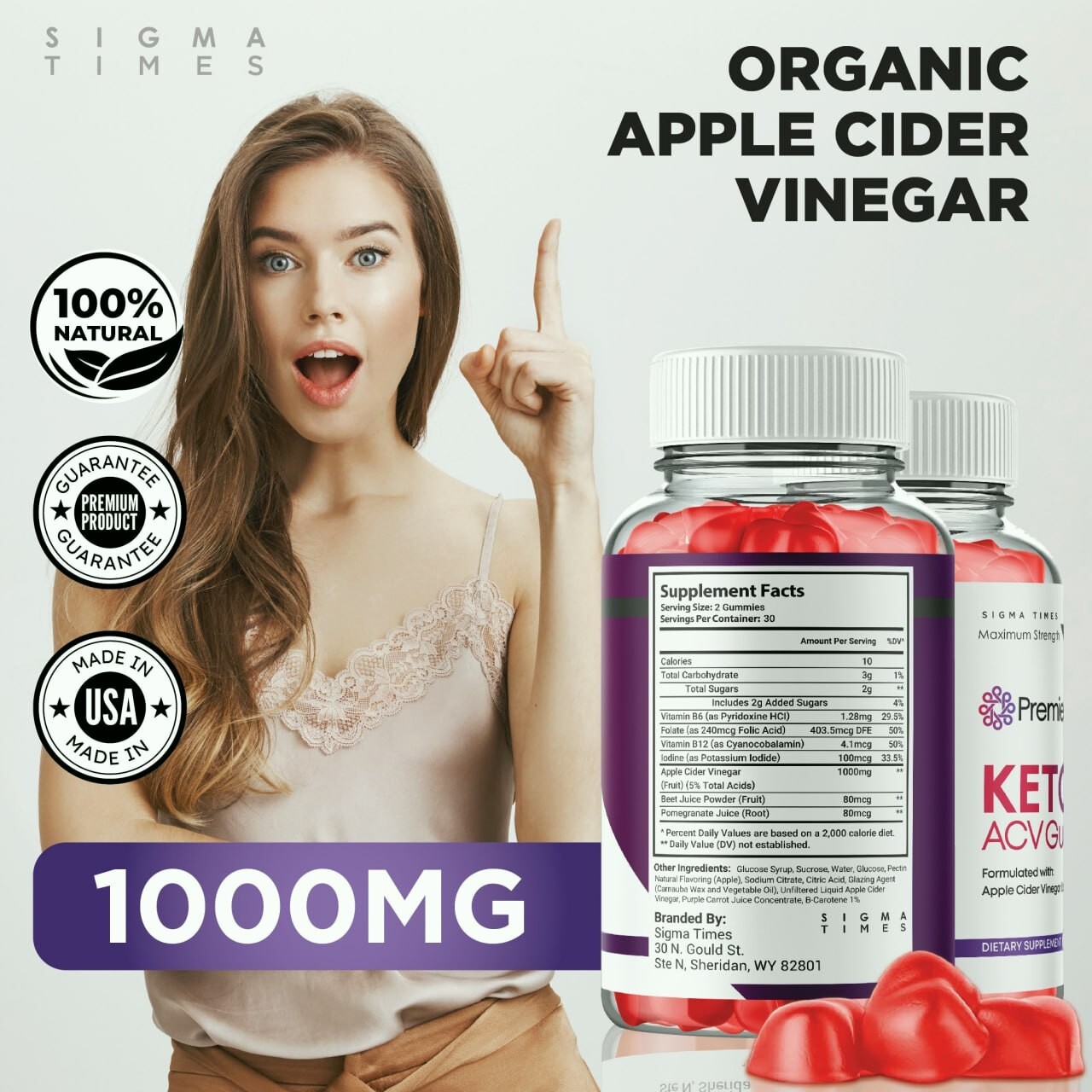 Premier Keto ACV Gummies for Curbing Appetite Cravings and Fat Burning 60ct