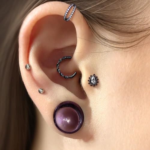 Unique 0.5mm Increments 14G-00g Comfy 4.5mm-6mm(5g-2g) /Yes, Both Ears. Purple