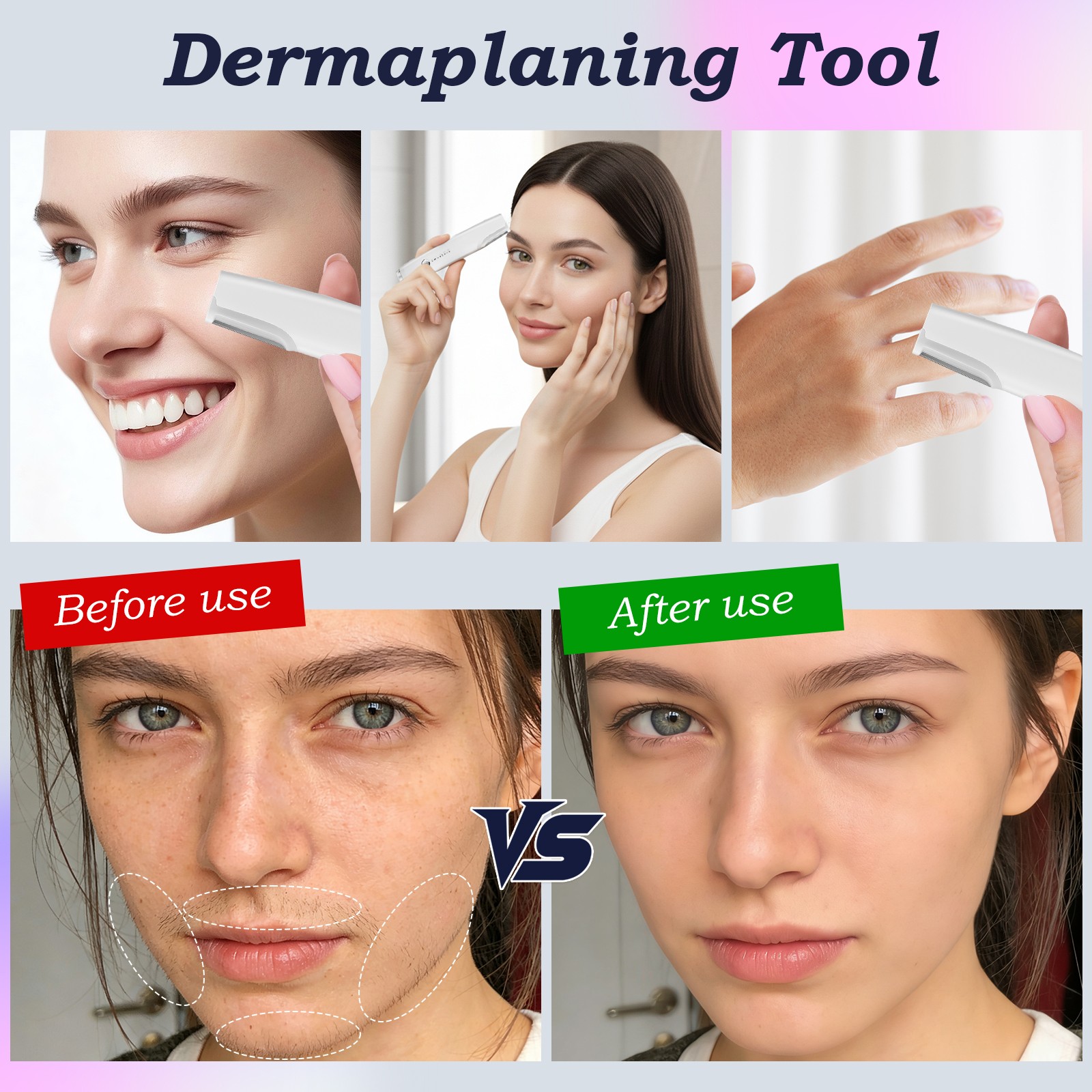 2-in-1 Electric Eyebrow Trimmer Facial Exfoliator 120V Voltage for United States