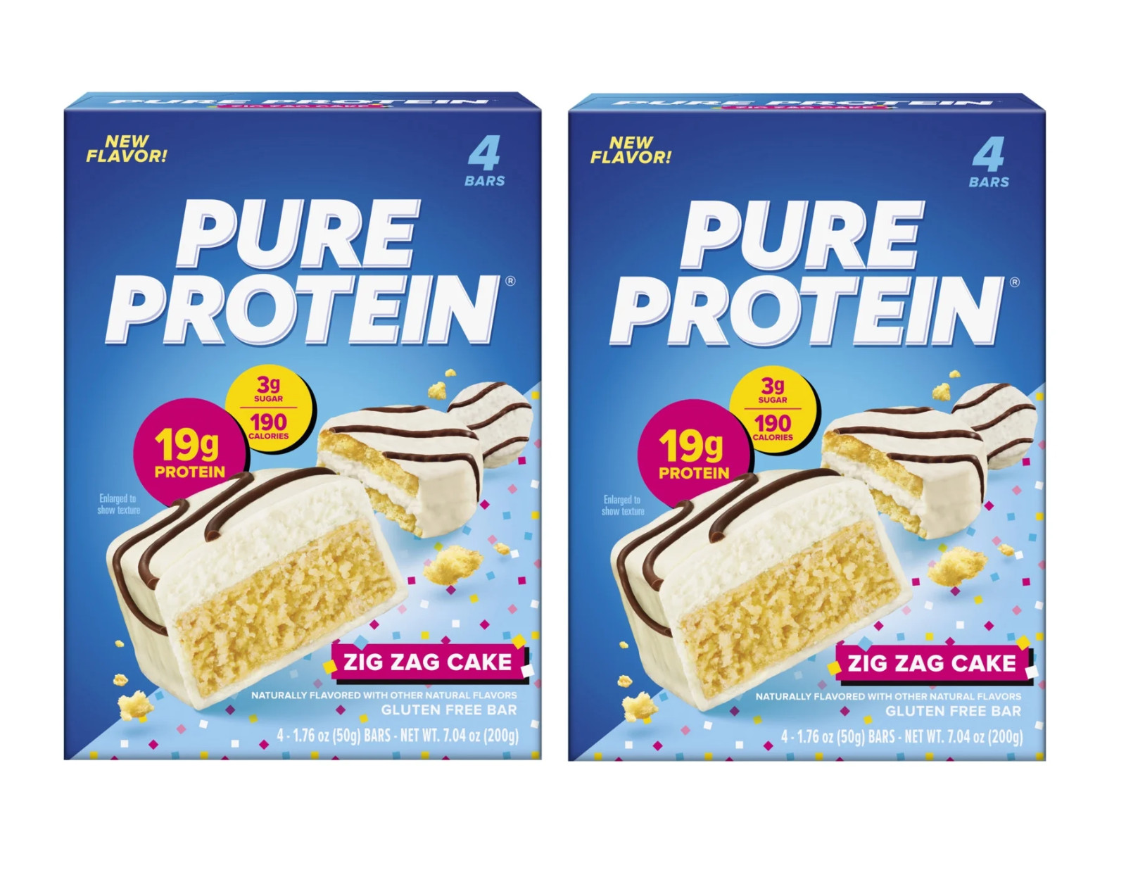 Pure Protein Bars, Zig Zag Cake, 1.76 oz, 4 Count Pack of 2