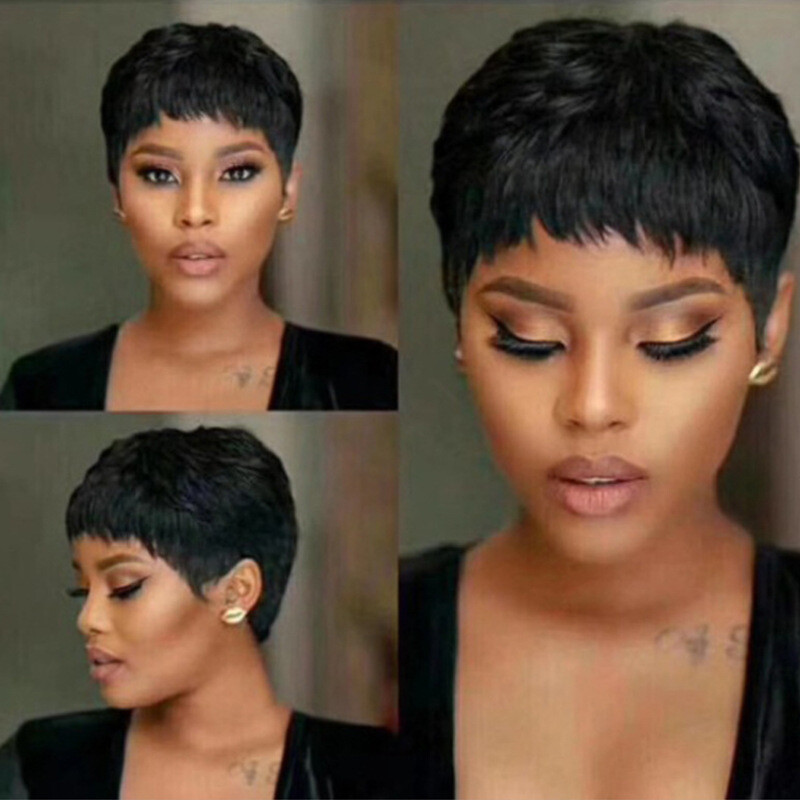 Pixie Cut Human Hair Wigs Short Pixie Wig None Lace Front Wigs Boy Cut Straight