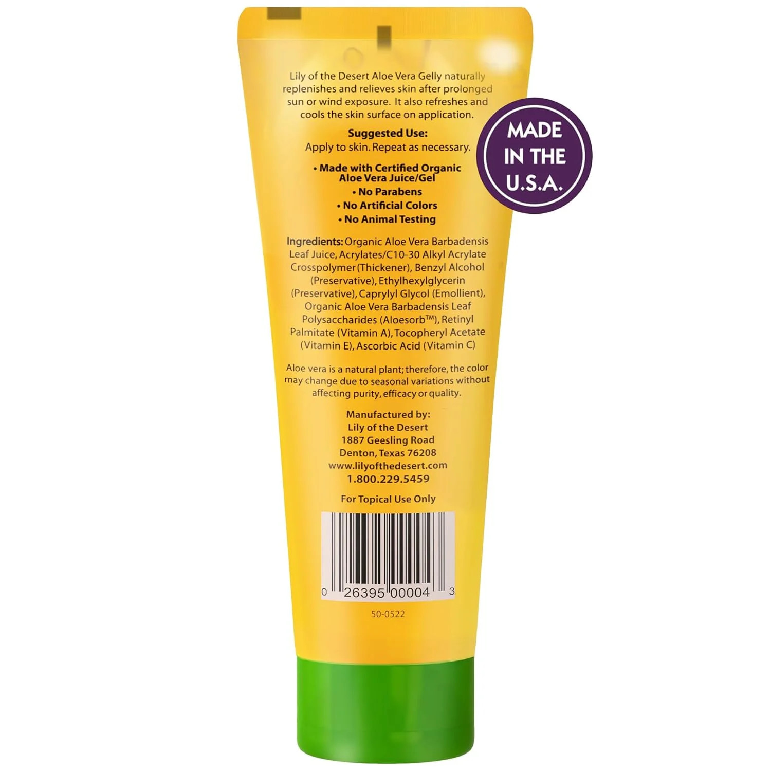 Lily Of The Desert Gelly Moisturizer – 99% Organic Aloe Vera Gel for Skin, After