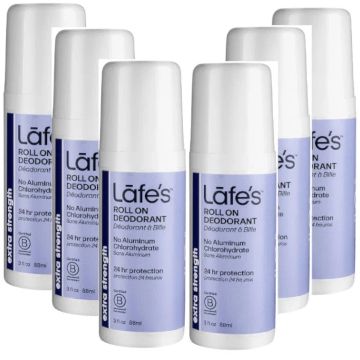 Lafe’s Bodycare Roll On Deodorant Extra Strength 3 fl. oz Each (Pack of 6)