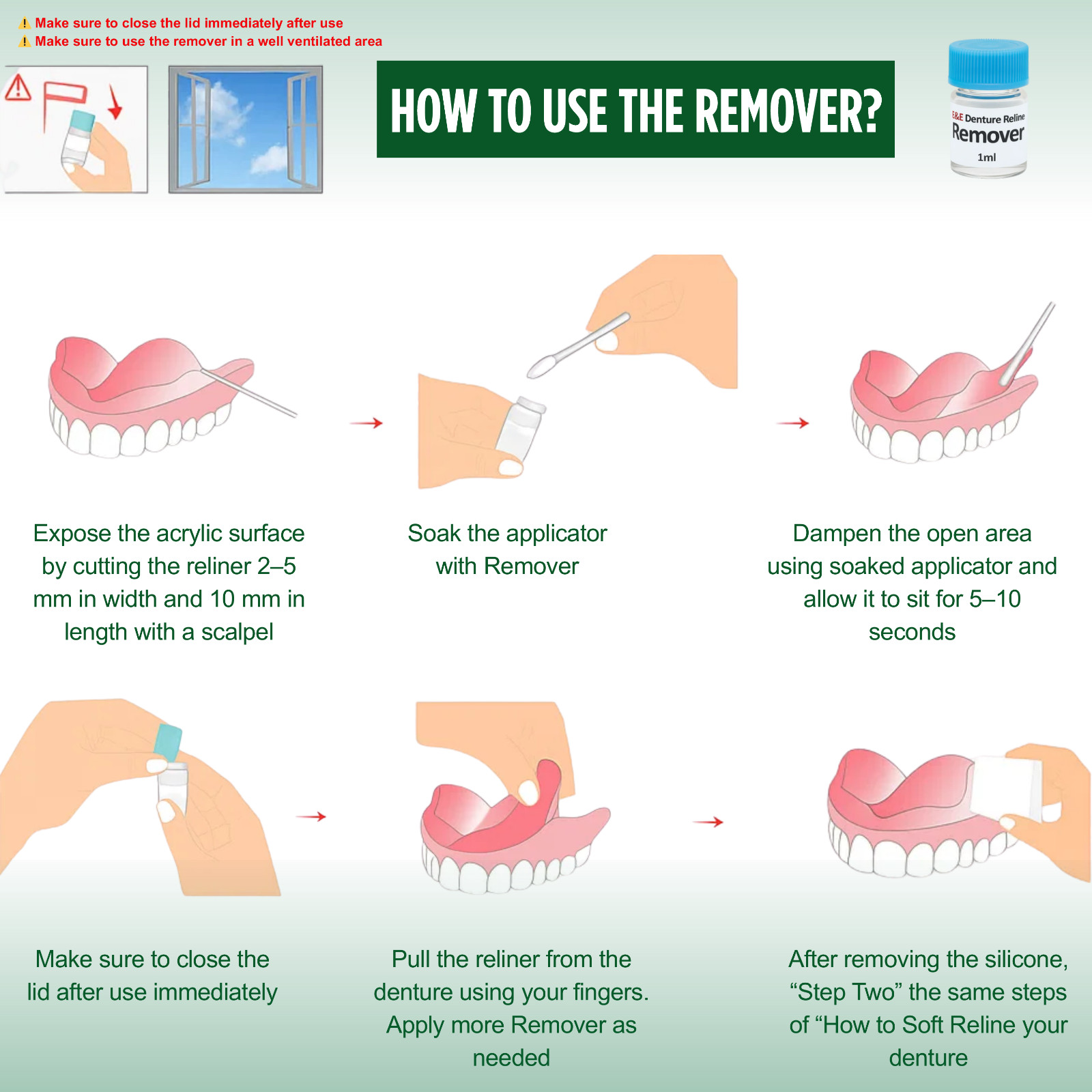 Denture Soft Reline Kit – Long-Lasting Soft Grip, Easy to Apply-Single Use
