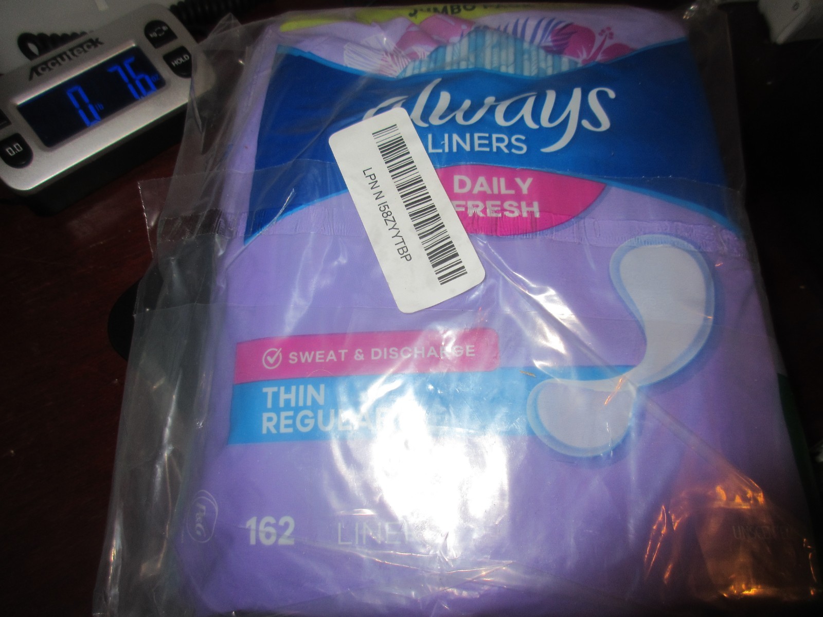 Always Daily Fresh Liners, Regular, Unscented, 162ct