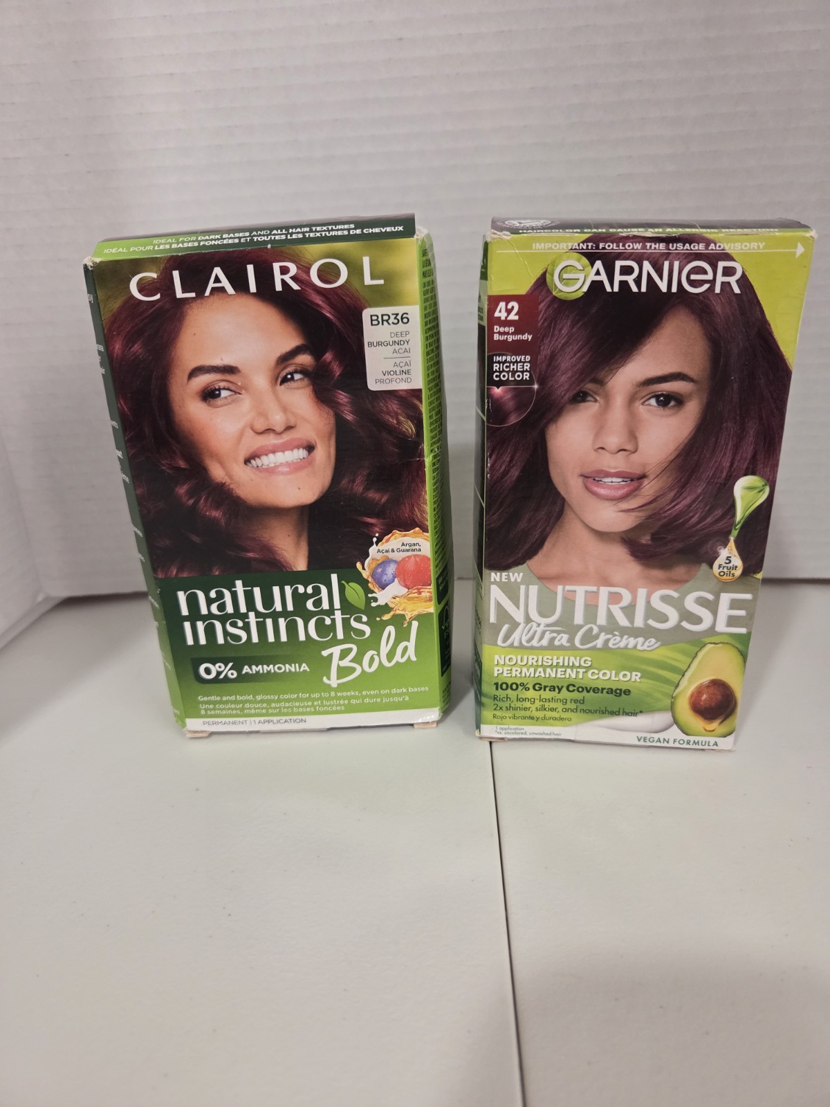 2 boxes of Permanent Hair Color Clairol & Garnier deep burgundy