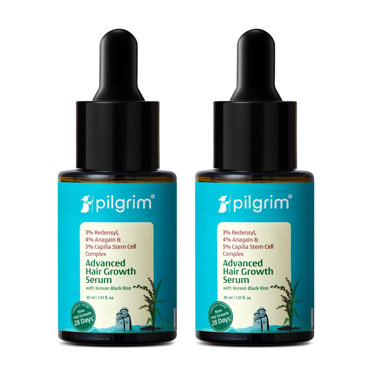 Pilgrim Advanced Hair Growth Serum Redensyl Anagain Rosemary pack of 30ml x 2