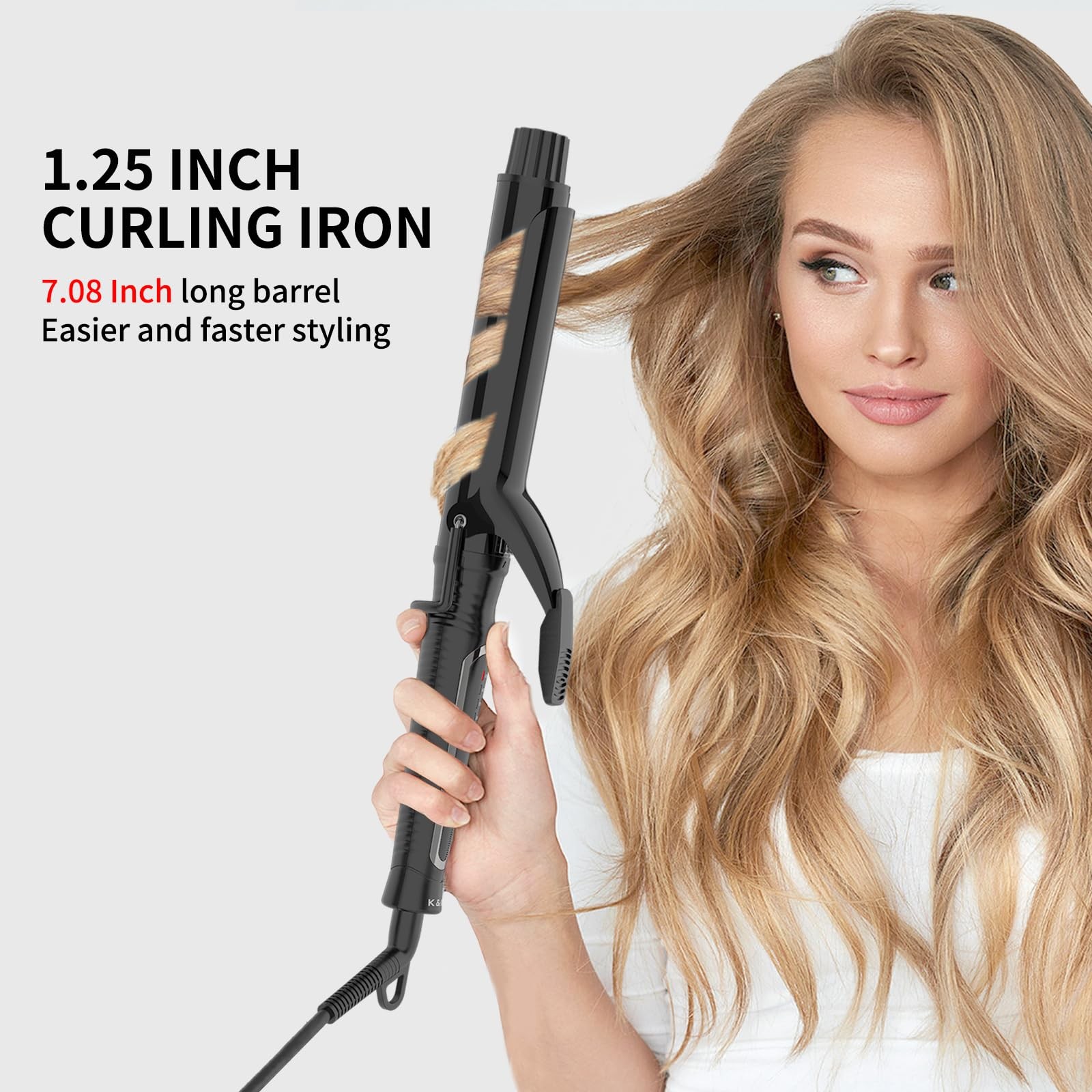 1 1/4 Inch Curling Iron with clamp Hair Curler Ceramic Coating 7INCH Long Barrel