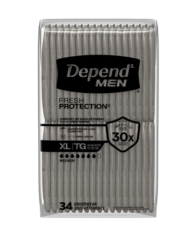 Depend Fresh Protection Incontinence Underwear for Men, Adult, XL, 68 Count