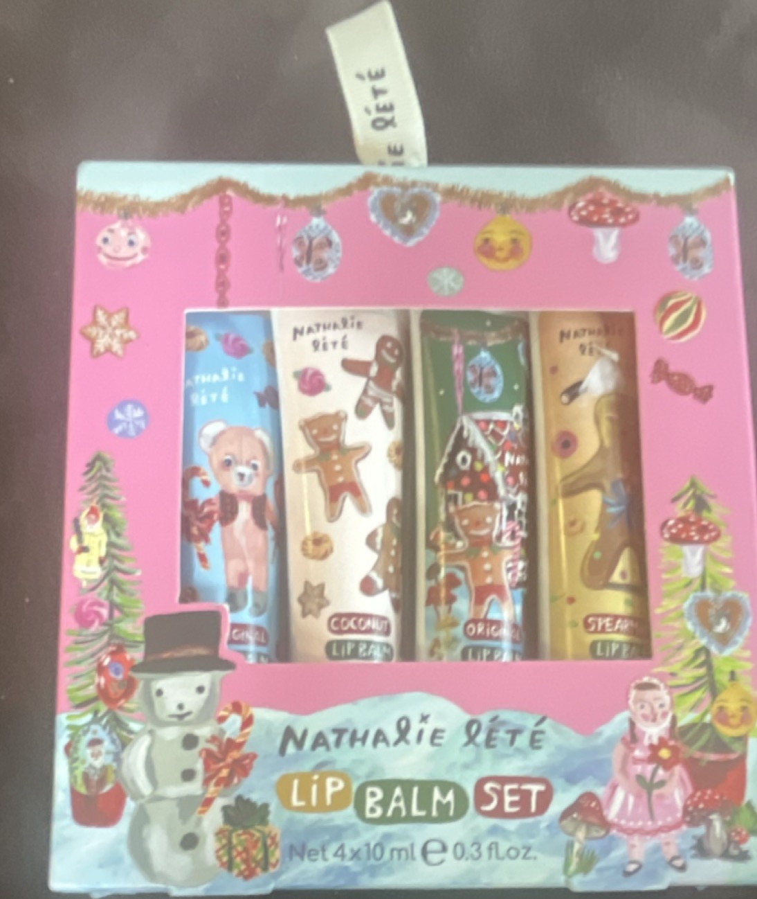 Nathalie Lete Animal Cruelty-Free Hydrating Assorted Festive Lip Balm Set 4x10ml