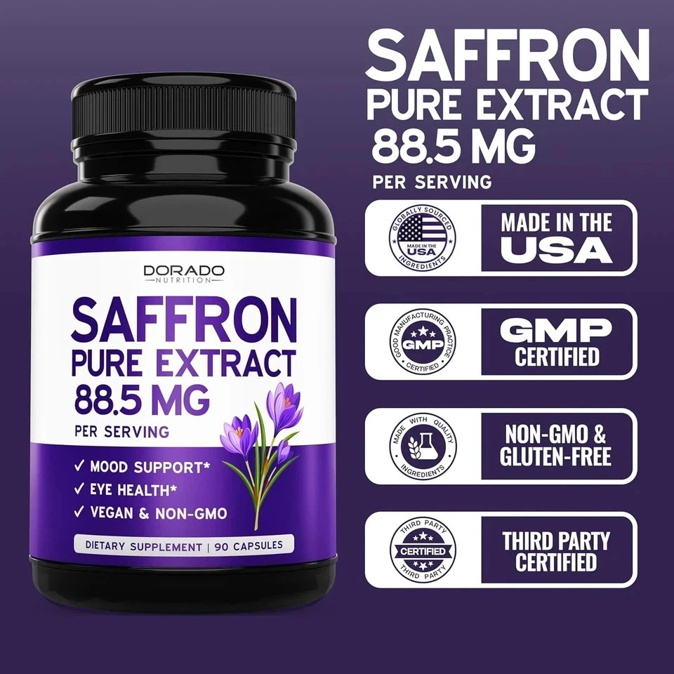 Saffron Supplements | 3 Month Supply | Pure 88.5Mg Saffron Extract for Women & M