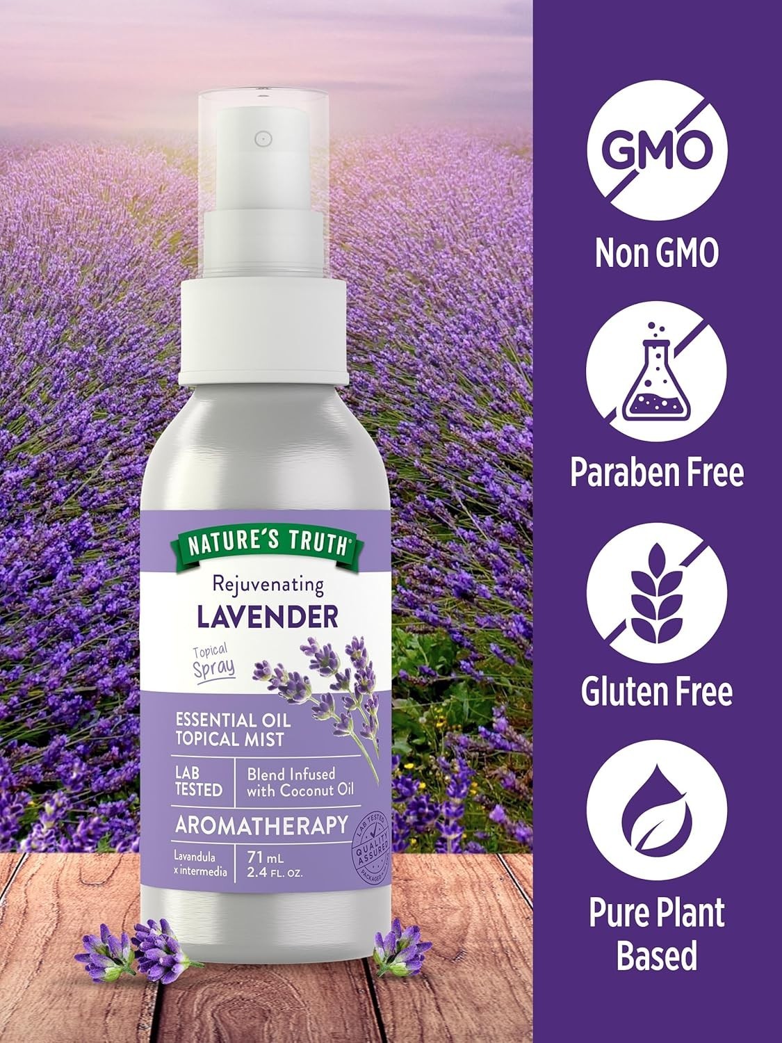 Lavender Essential Oil Spray | 2.4 fl oz | Room Aroma Mist, Topical Use, & Yoga