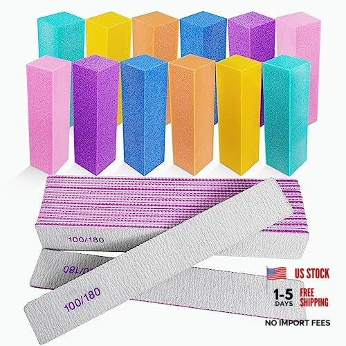 Nail Files and Buffers (24 Pack), Nail Buffer Block Nail File Set for Acrylic