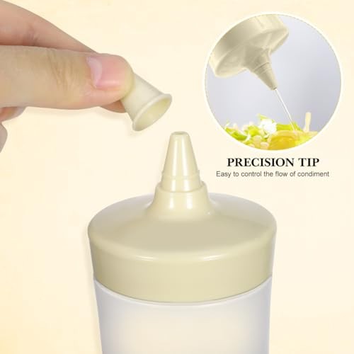 3-Pack 12Oz Plastic Squeeze Sauce Bottles with Leak-Proof Flip Caps for Beige