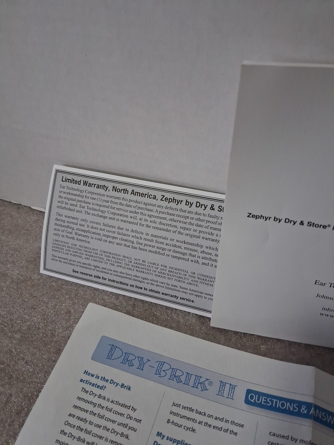 Operating Instructions Manual For Only Dry & Store Zephyr Hearing Aid Dryer