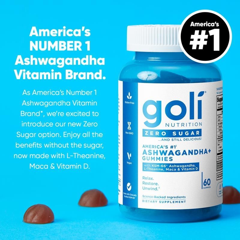 3 Bottles Goli Zero Sugar Best Seller Trio Set Gummies, 60 Counts Per Bottle