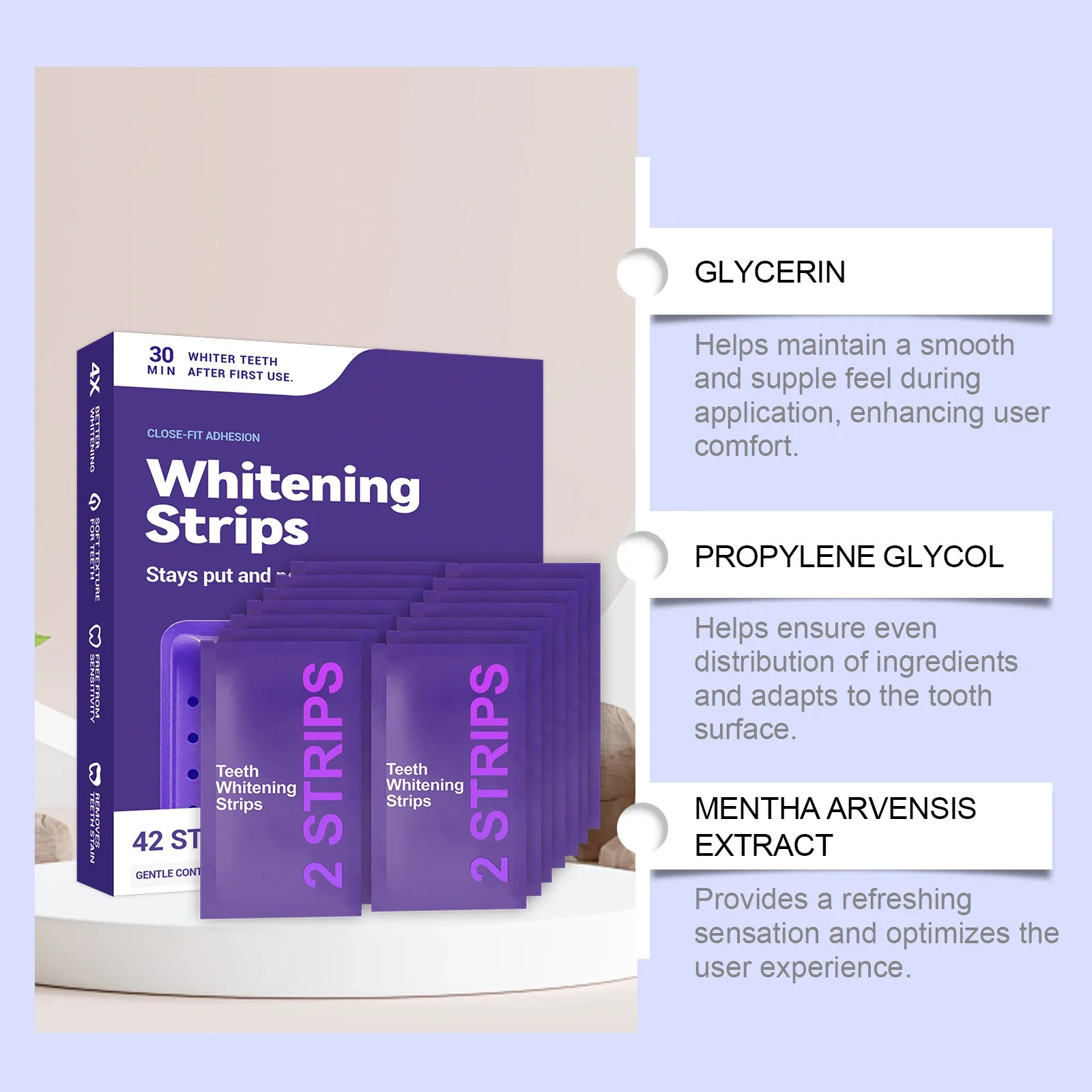 Teeth Whitening Strips 14pcs Non Sensitive Enamel-Safe Non-Slip 7 Days