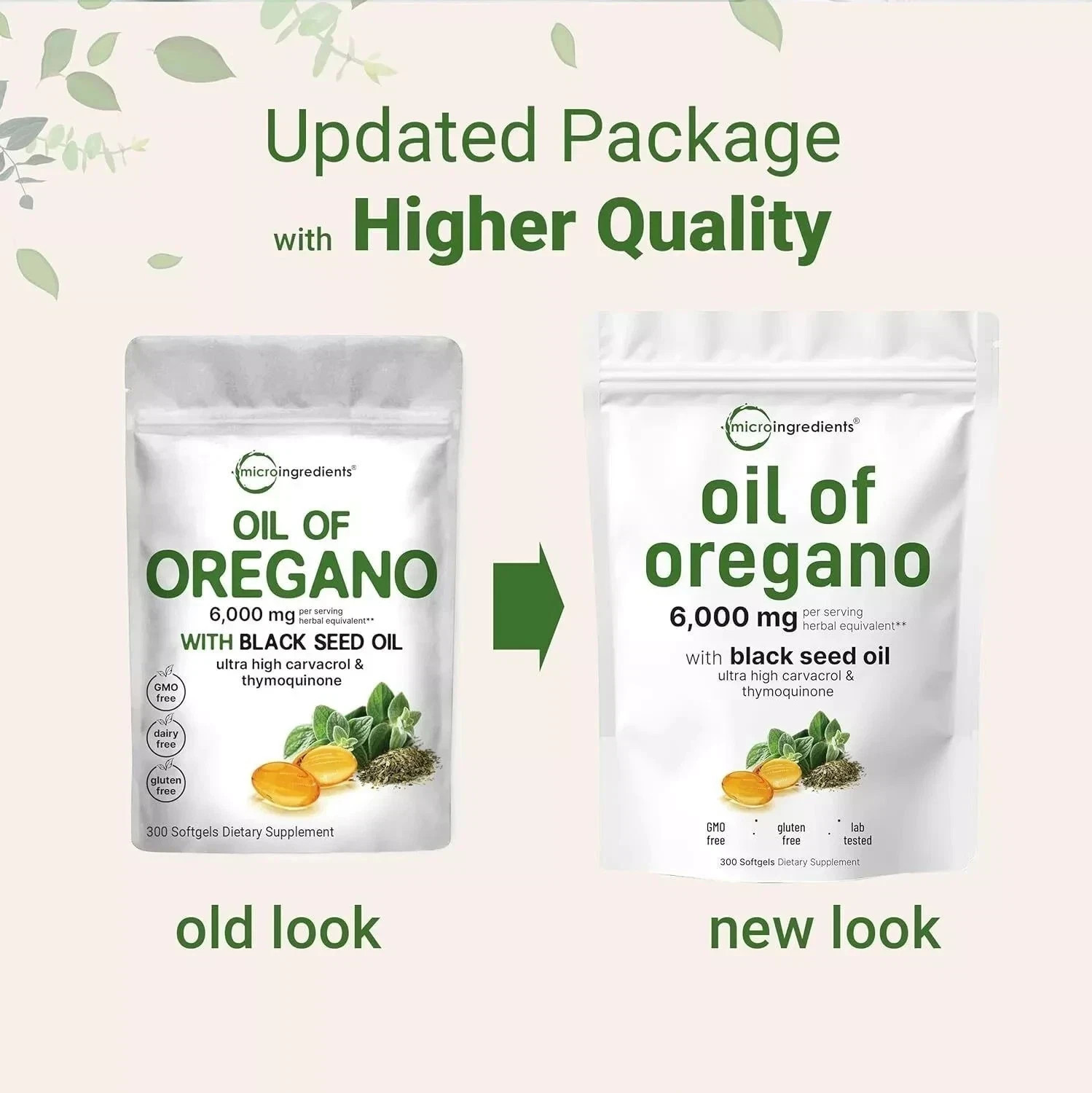 Oil of Oregano 300 Softgels with Black Seed Oil – 6000mg Oregano Oil Strength