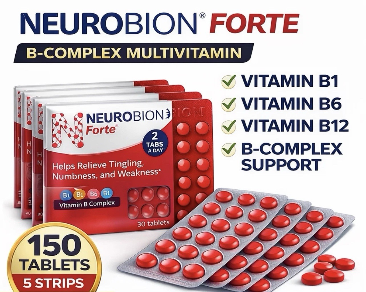 Multivitamin Neurobion Forte B1 B6 B12 B Complex Supplement 150 Tabs