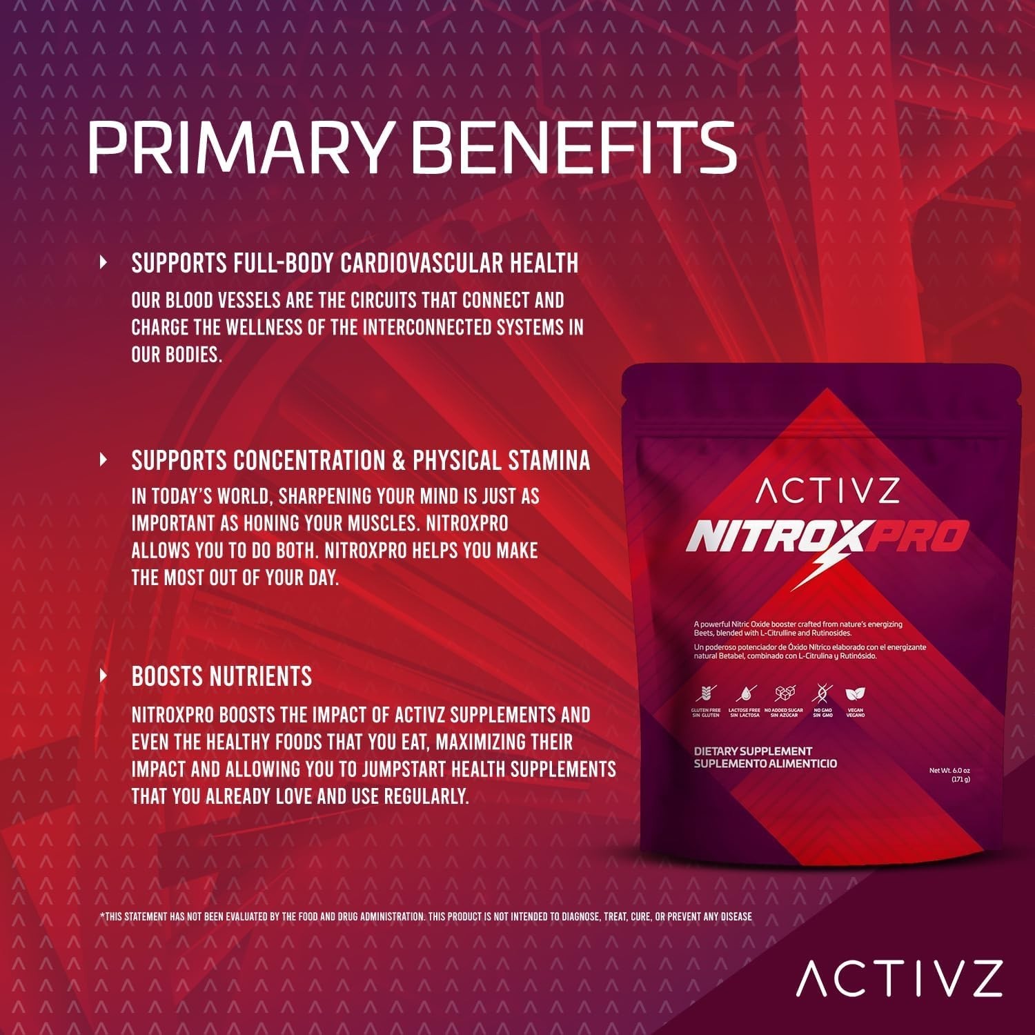ACTIVZ NitroxPro™ Drink PowderL-Citrulline, Rutinosides, CyLoc Dextrin, DexKey