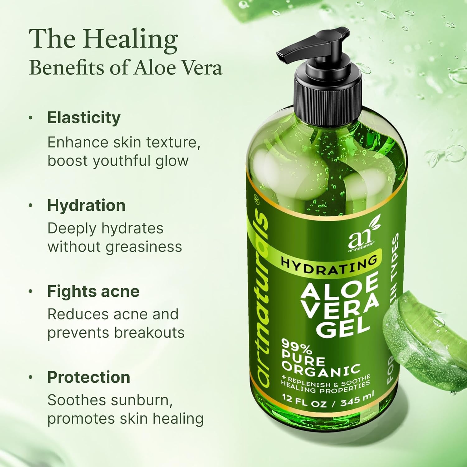 Aloe Vera Gel Set – JUMBO 20Oz – Sunburn Relief & Hydration for Face, Body, Scal