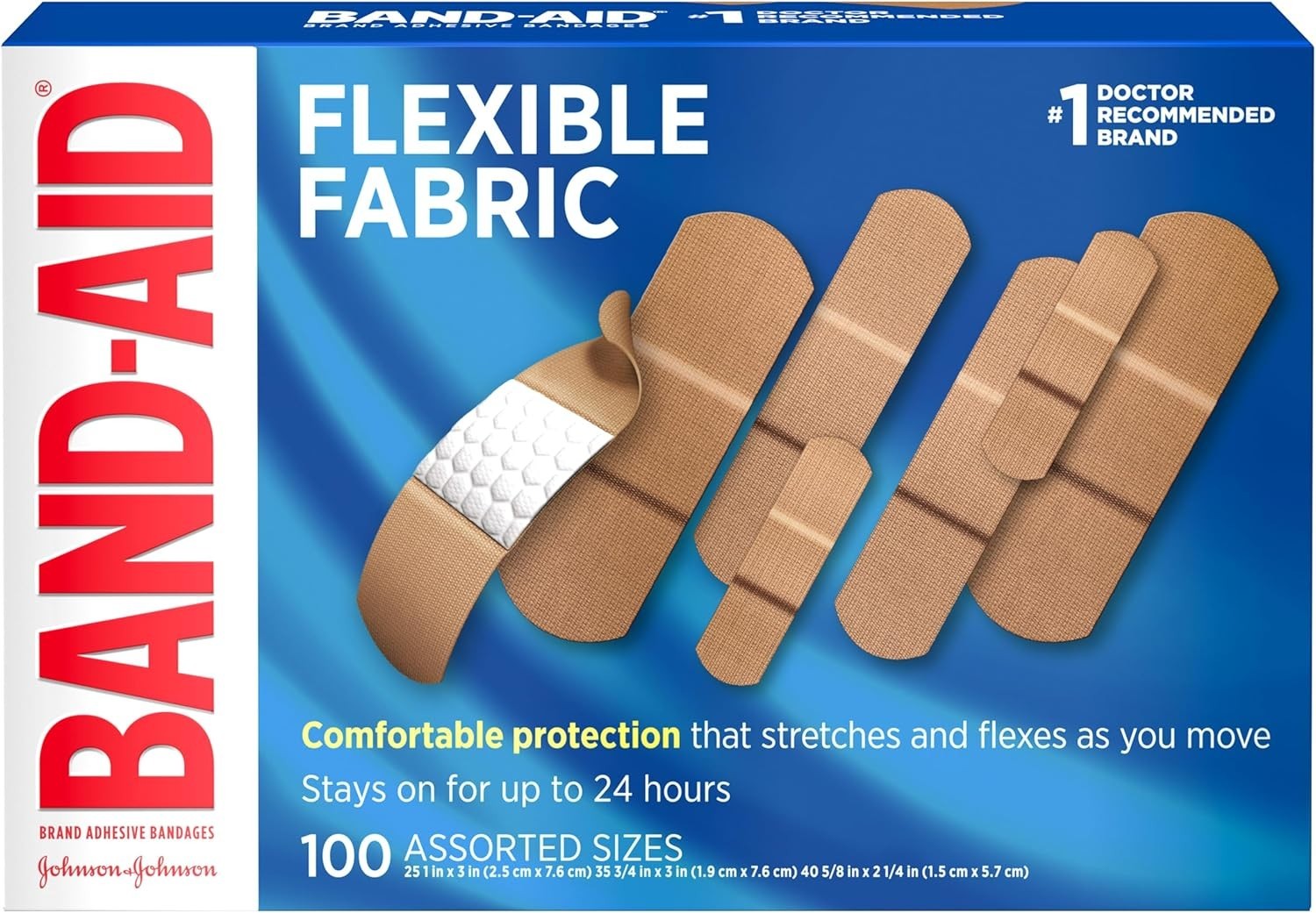 Band-Aid Extra Large Flexible Fabric Adhesive Bandages – Pack of 10