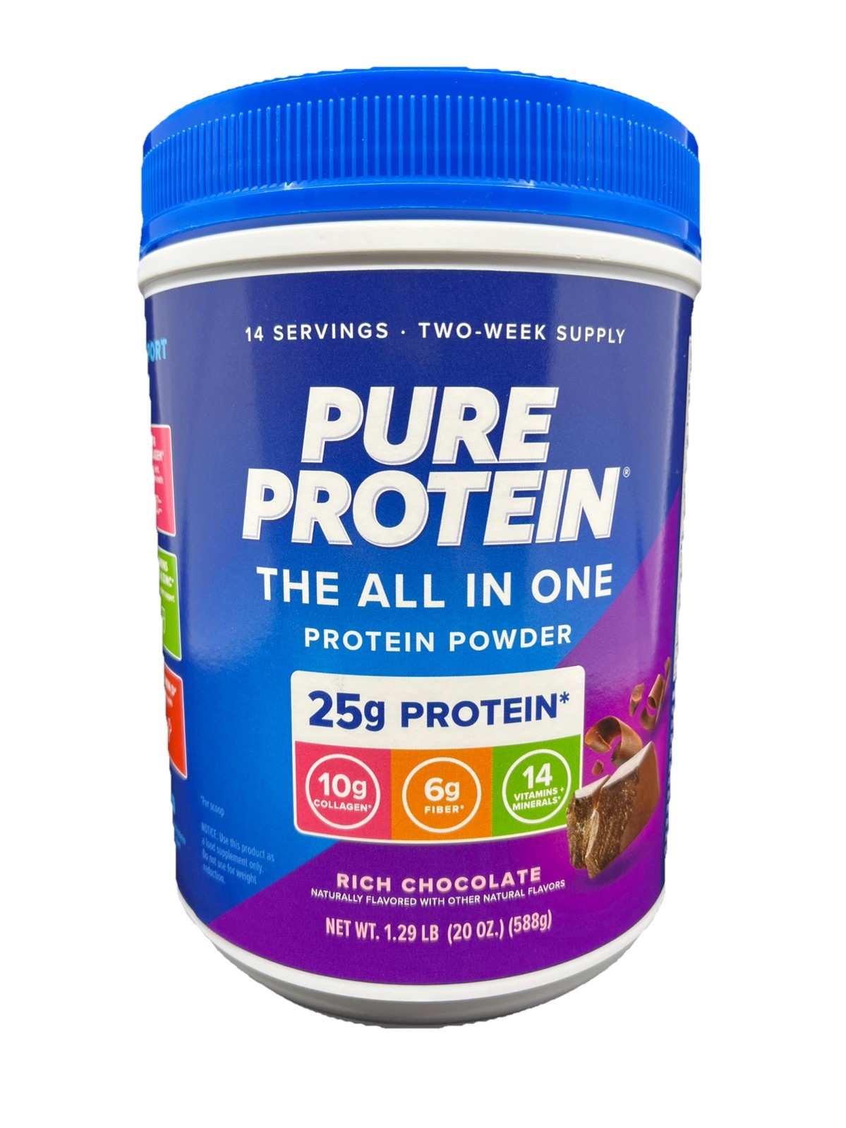 Pure Protein All In One Powder Rich Chocolate Whey Collagen 1.25lb 749826000459