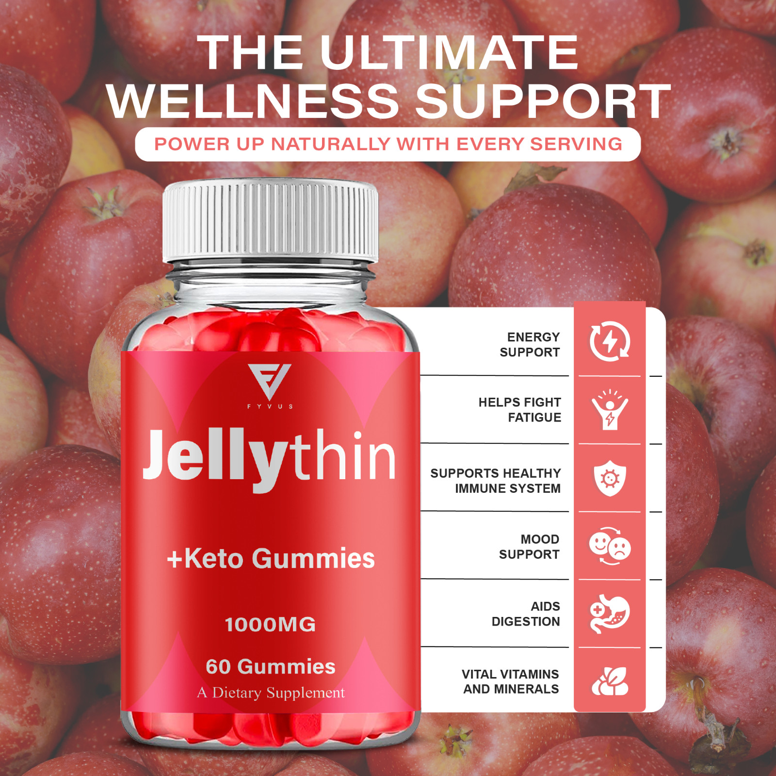 Jelly Thin Gummies, JellyThin Keto ACV Supplement (60 Gummies)