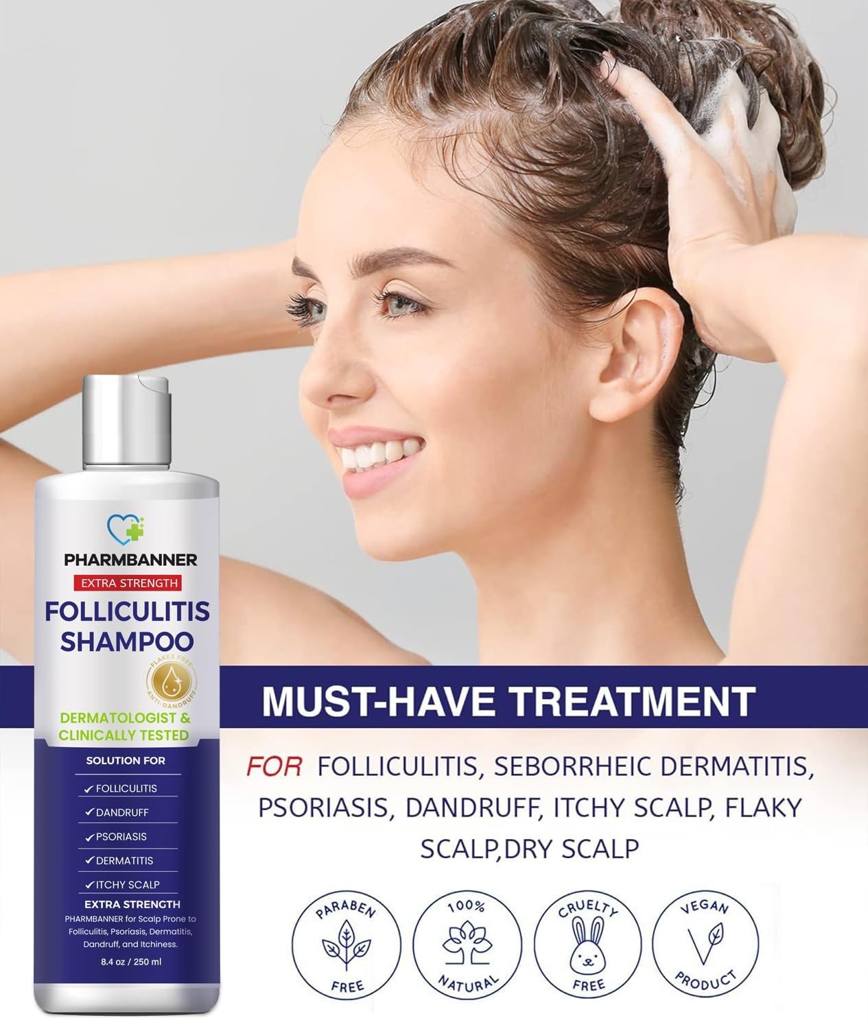 Anti-Fungal Shampoo for Folliculitis, Seborrheic Dermatitis, Scalp Psoriasis – I