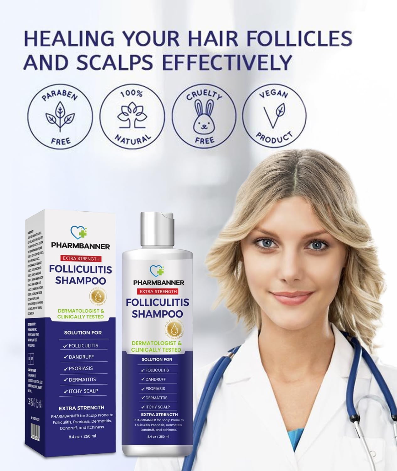 Anti-Fungal Shampoo for Folliculitis, Seborrheic Dermatitis, Scalp Psoriasis – I