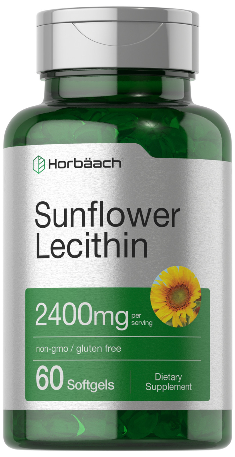 Sunflower Lecithin 2400mg | 60 Softgels | Non-GMO, Gluten Free | by Horbaach
