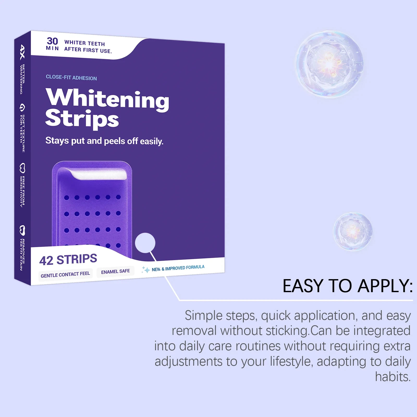 Teeth Whitening Strips 14pcs Non Sensitive Enamel-Safe Non-Slip 7 Days