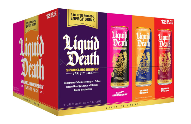 Liquid Death Sparkling Energy Variety Pack, Zero Sugar Energy Drink, Unextreme C