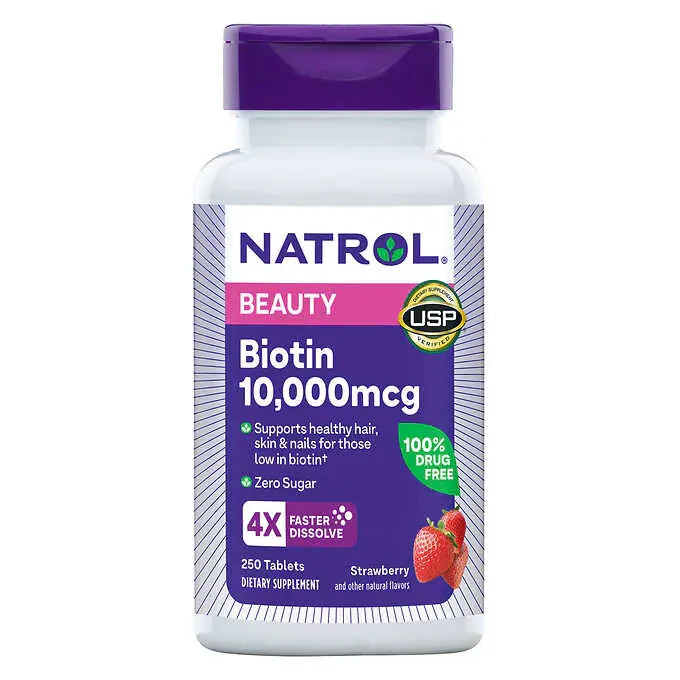 Natrol Biotin 10,000 Mcg. Fast Dissolve Tablets, 250 Count
