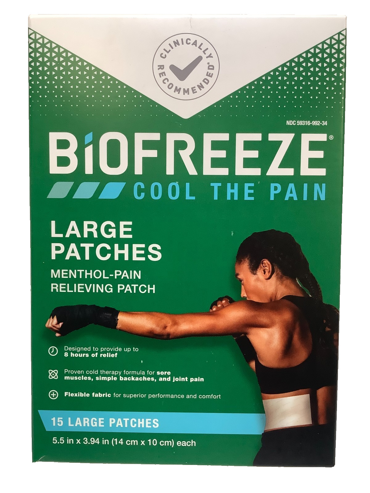 Biofreeze Pain Relief Patch, Cooling Menthol, Flexible, Large, 15ct, Exp 10/2026
