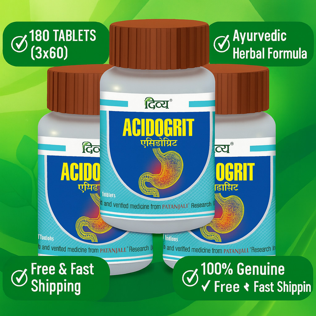 Divya Acidogrit 60 Tabs x3 = 180 | Digestive & Acidity Relief | 2027 | Free Ship