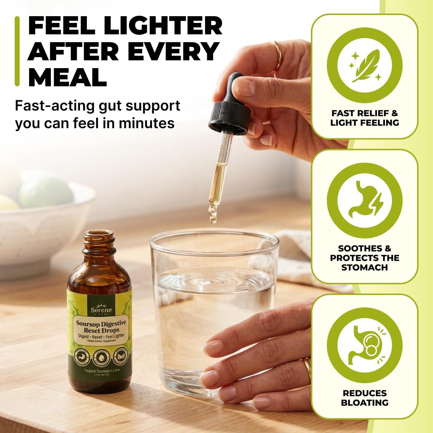 Serene Herbs Soursop Digestive Reset Drops 2 fl oz Tropical Soursop & Lime