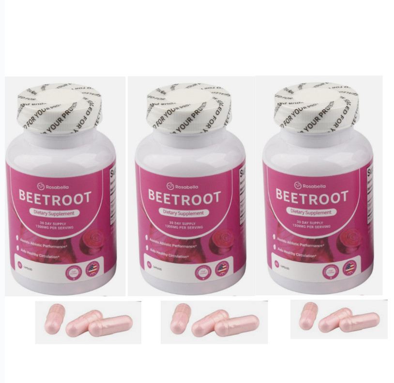 3X Rosabella Organic Beet Root 60 Capsules Natural Energy Boost Blood Pressure++