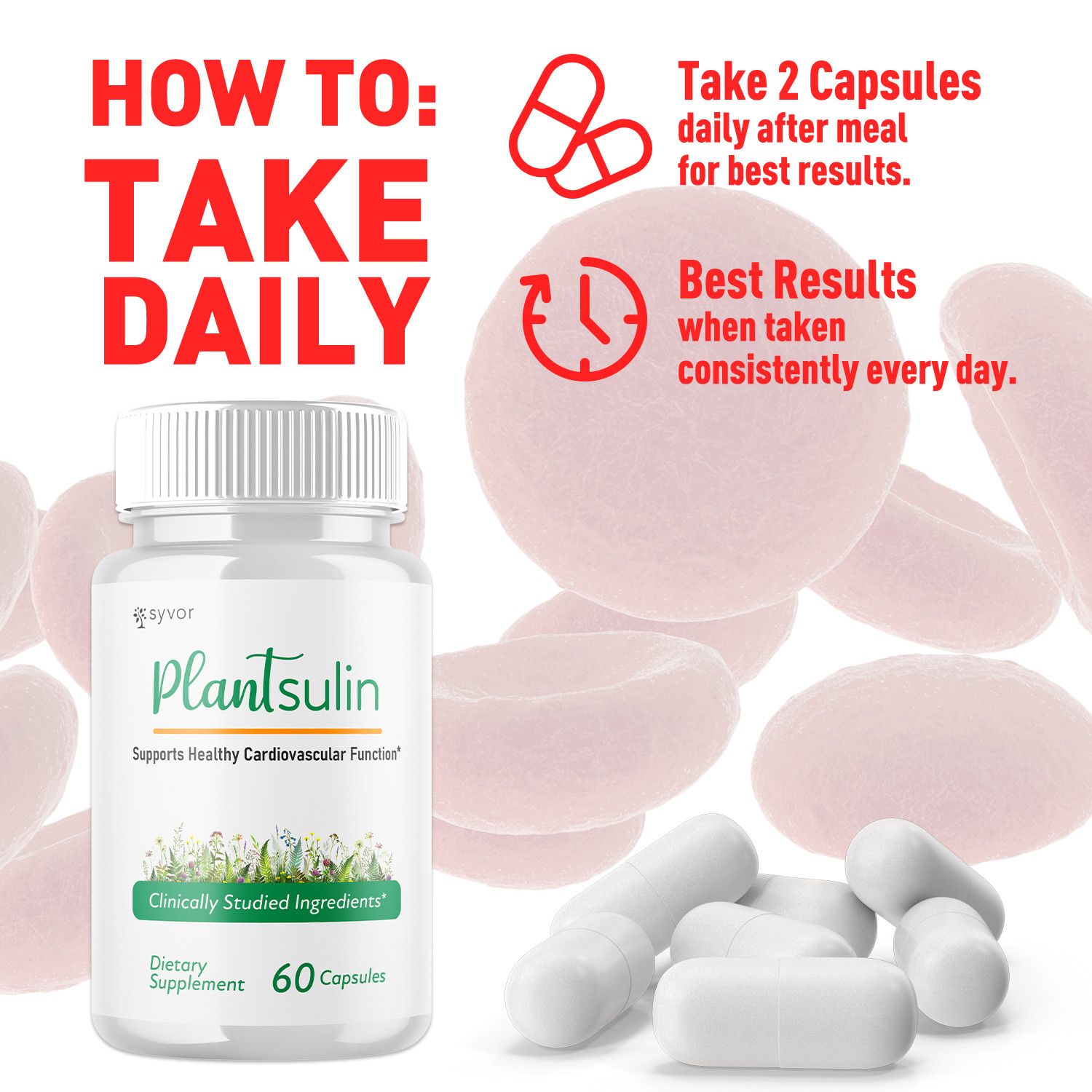 (3 Pack) Plantsulin Supports Healthy Cardiovascular Function Pill (180 Capsules)