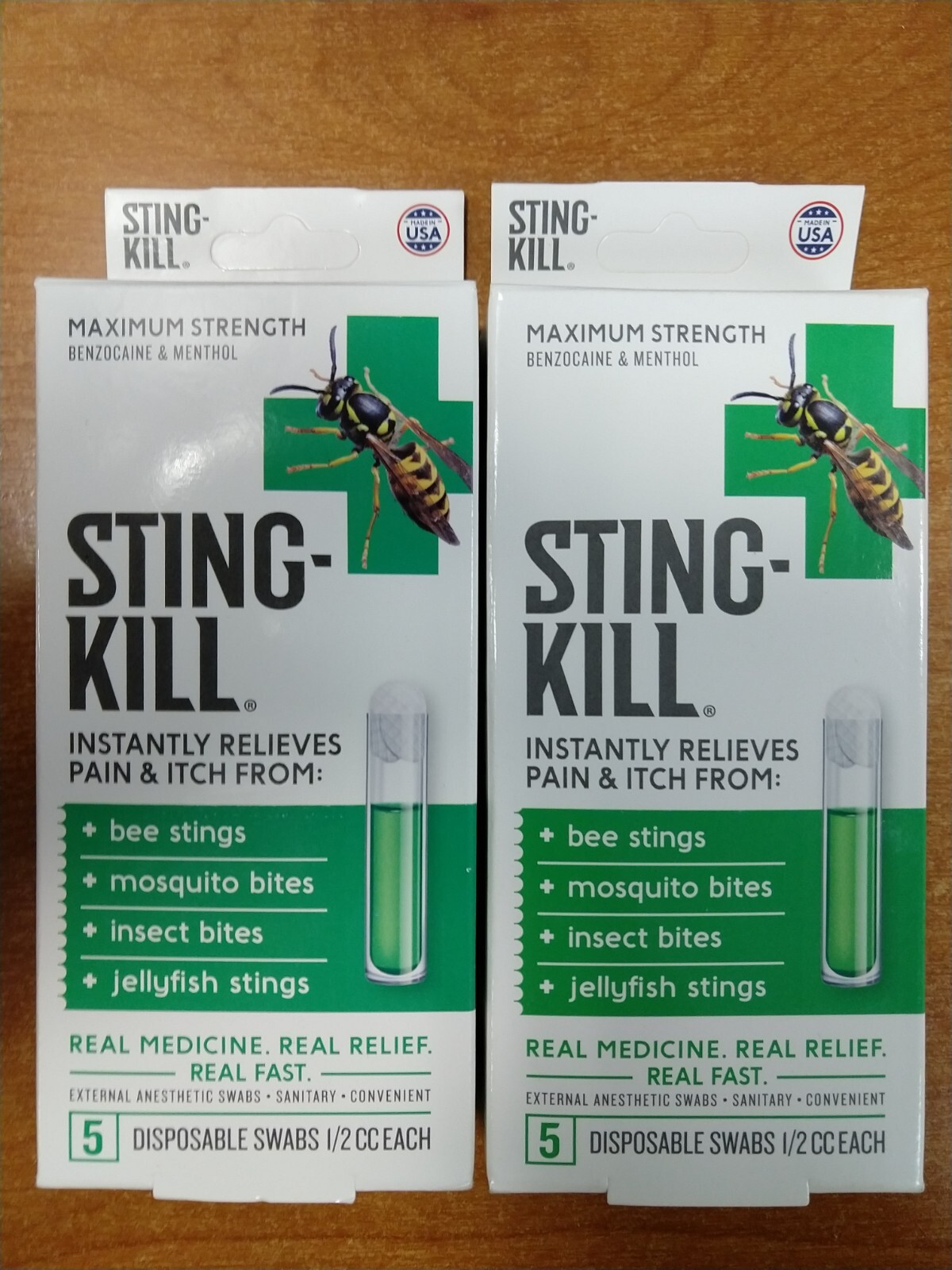 2 Boxes: Sting Kill Max Strength Insect Bite Pain Swabs Exp. 4/25 (0503) R3P4