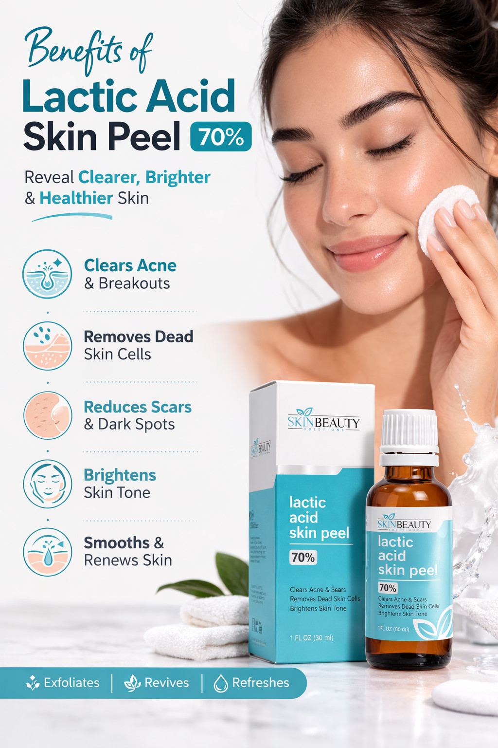 70% Lactic Acid Skin Peel Professional Exfoliating Resurfacing Facial Care