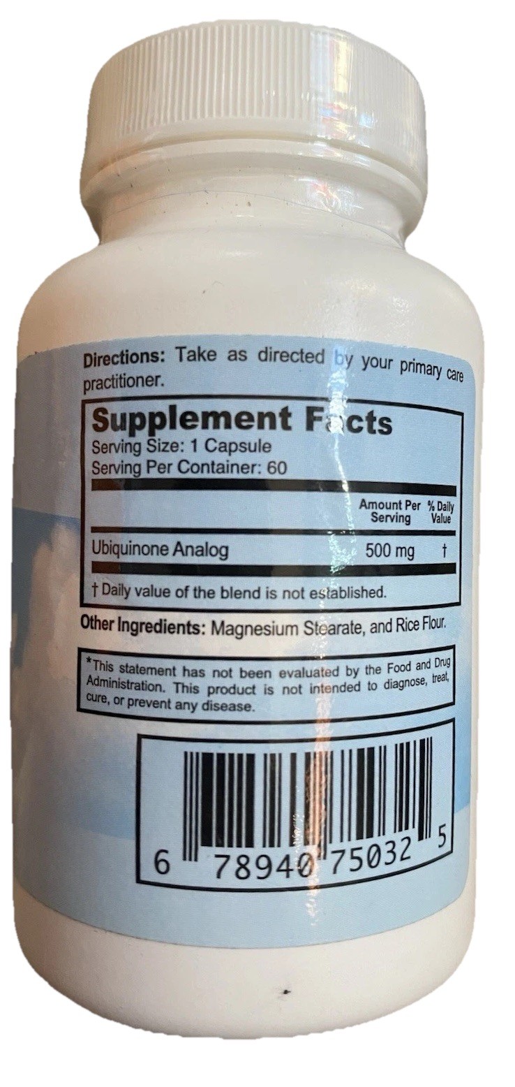 HBC UA-500 mg Idebenone Ubiquinone 60 Capsules Circulatory Cardio Mitochondrial