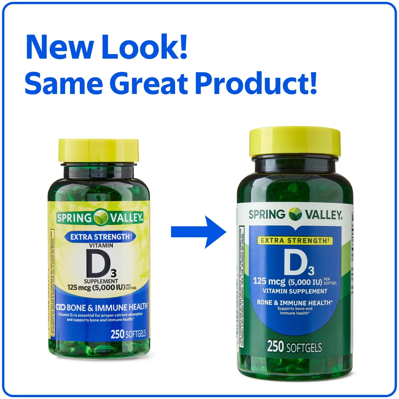 Spring Valley Vitamin D3 Supplement Softgels – 5000iu (250 Count)