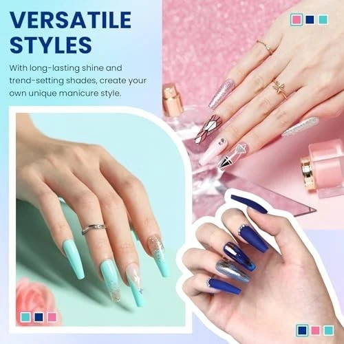 24 Pcs Gel Nail Polish Set 21 Popular Colors Gel Nail Polish Base Coat Glossy &