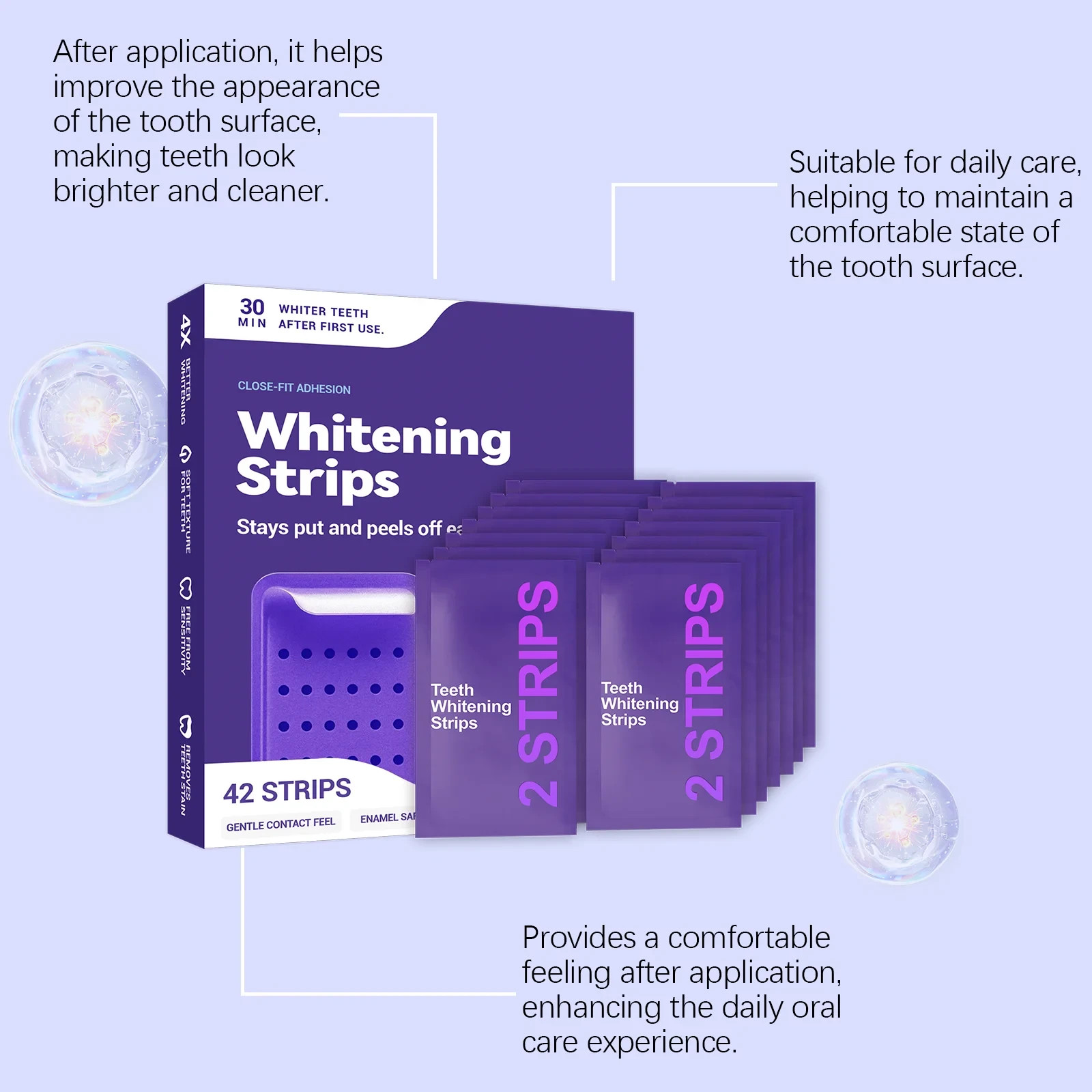 Teeth Whitening Strips 14pcs Non Sensitive Enamel-Safe Non-Slip 7 Days
