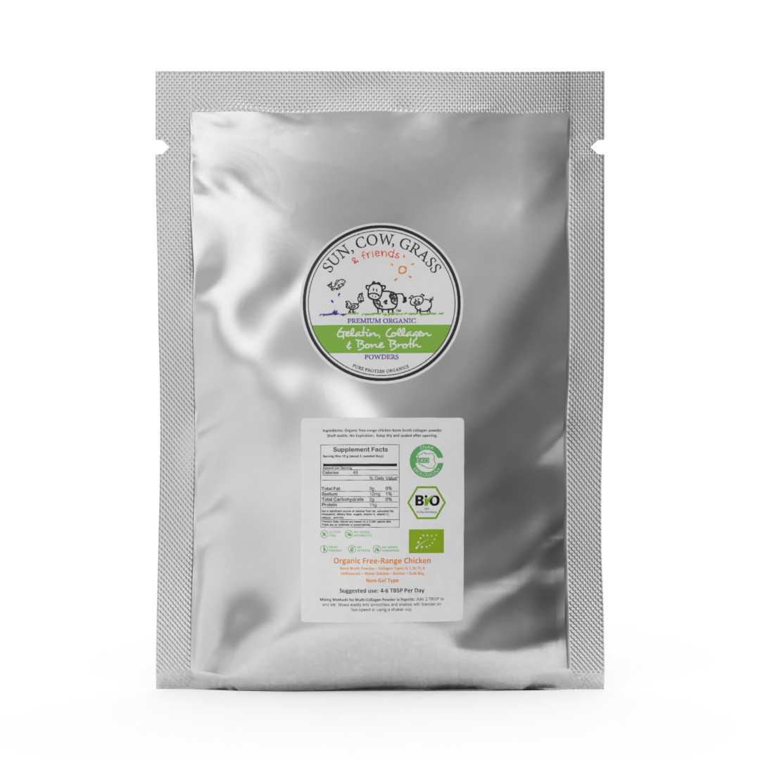 Chicken Bone Broth Collagen Powder – Pure & Organic – Free-Range (2LB / 907g)
