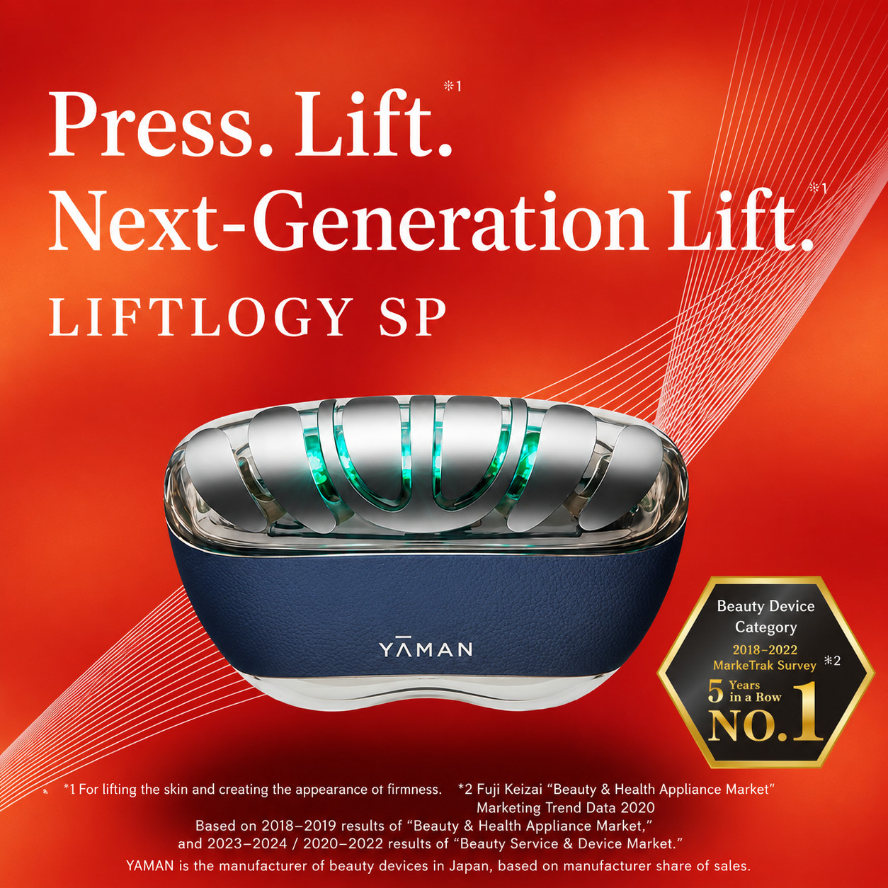 YA-MAN Liftology SP YJFD2L (Navy) Facial Device Set – Includes Bonus 50ml Serum