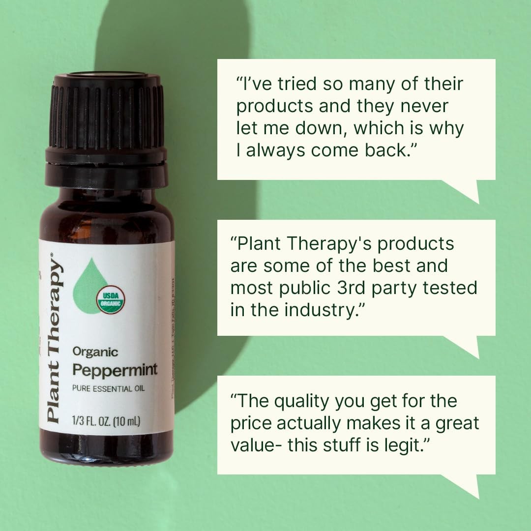 Plant Therapy Organic Peppermint Essential Oil 30 1 Fl Oz (Pack of 1), Clear