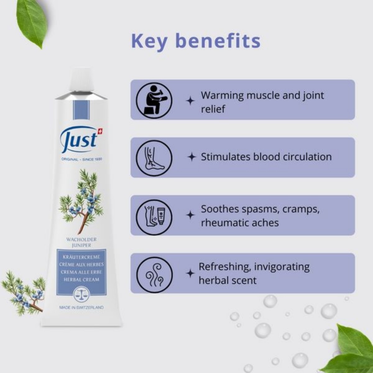 SWISS JUST Thyme+Juniper Cream+31 Essential Oil Anti Aging Therapy Body Massage