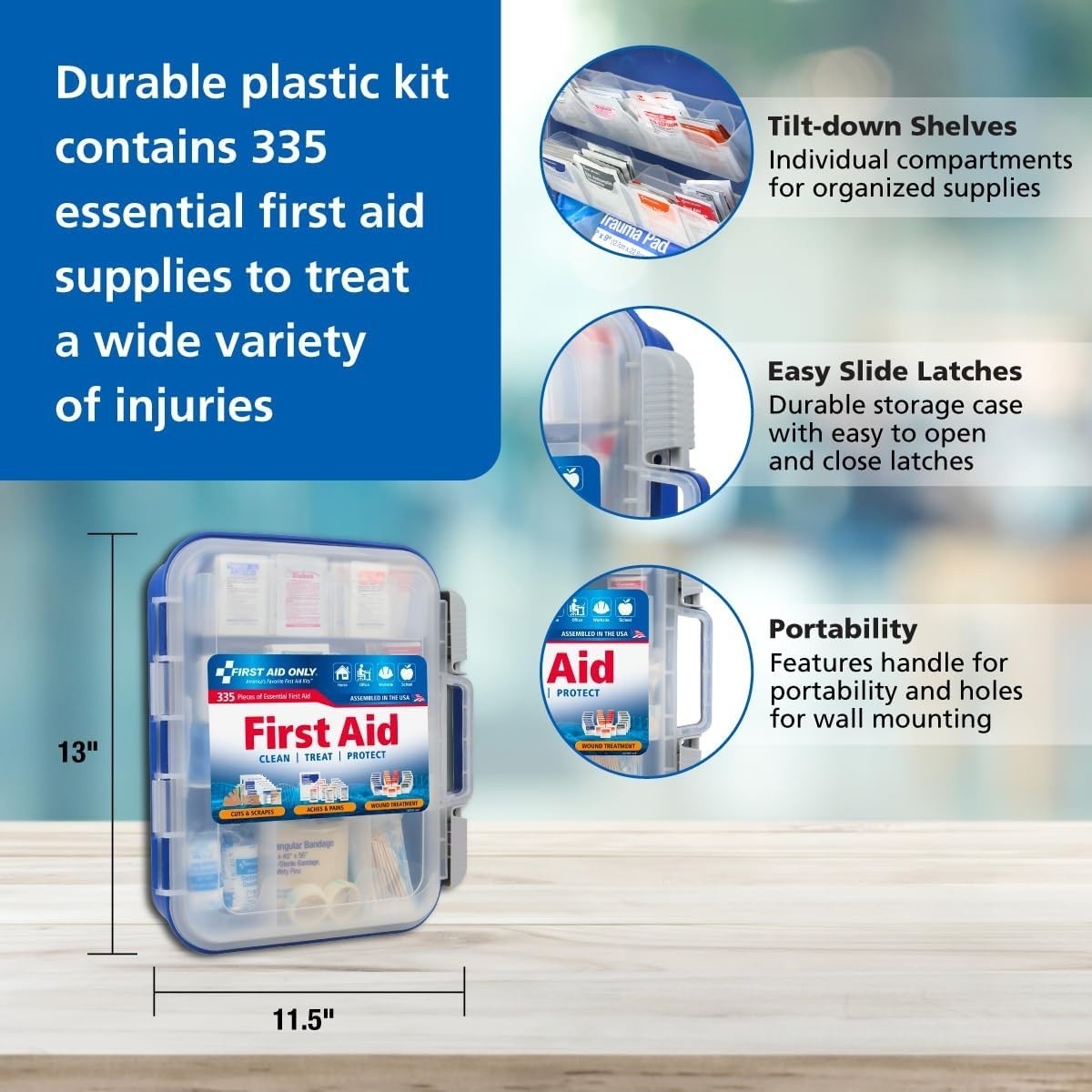 First Aid Only 335 Piece First Aid Kit, OSHA Compliant, All-Purpose 100-Person